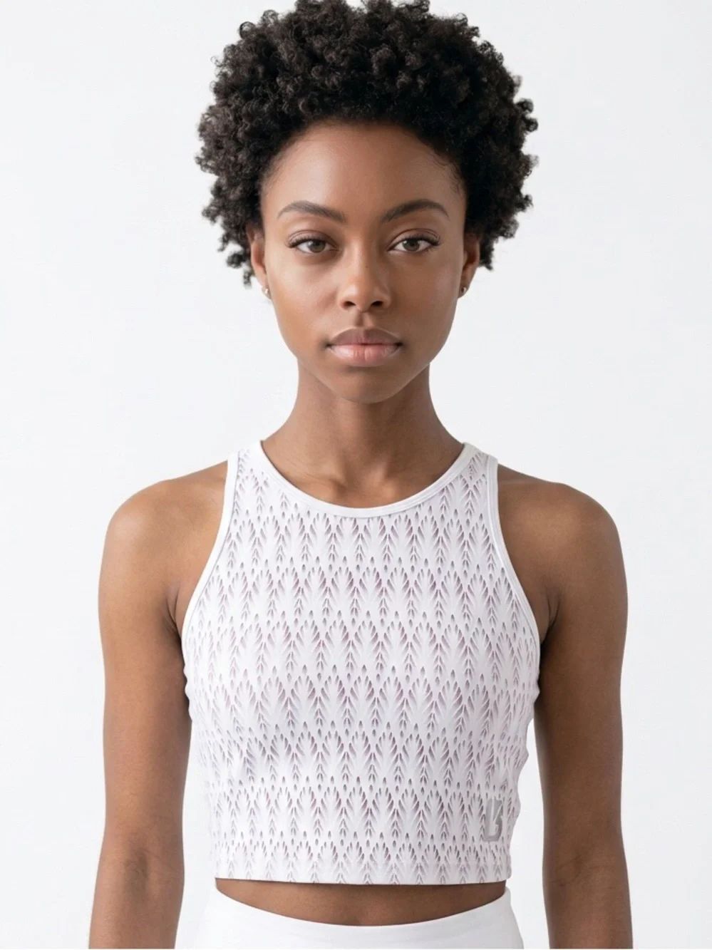 BUFF BUNNY | White Cropped Tank Top Purple Print Women’s Size Medium